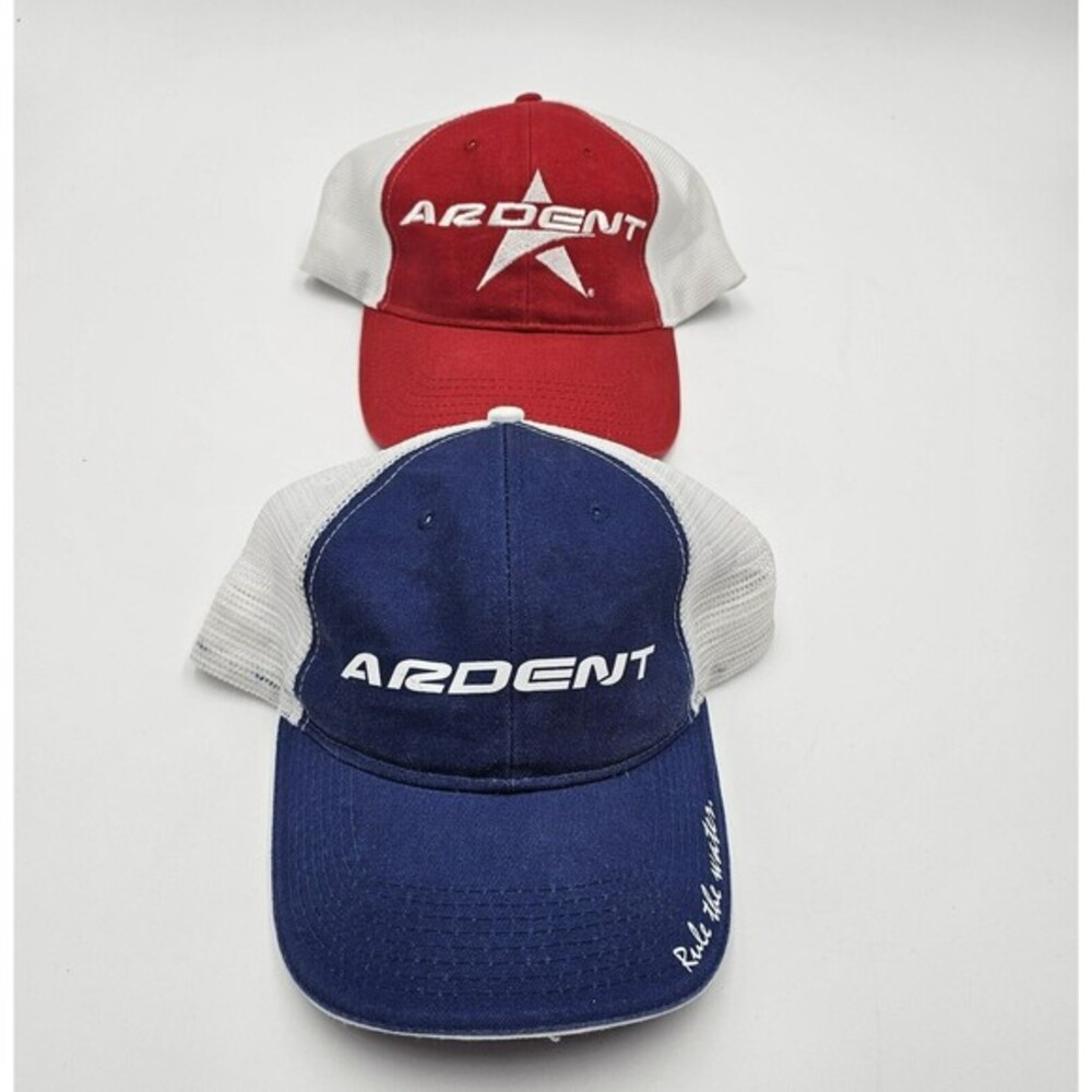 2- Ardent Outdoors Hat/w Mesh back. Adjustable size Red Blue Trucker Hat Fishing